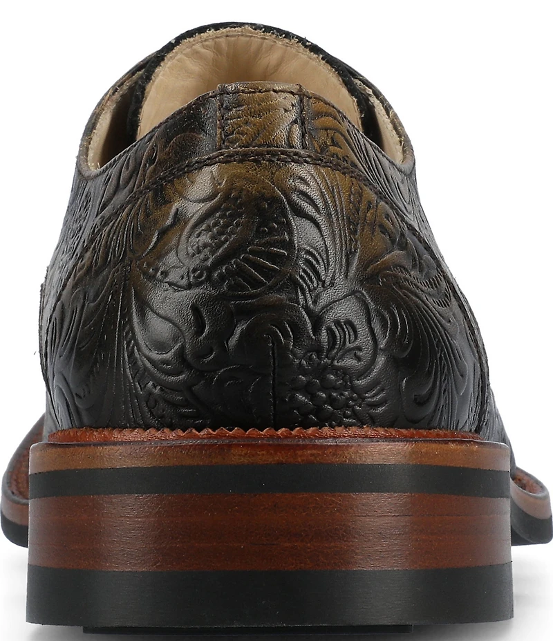 Taft Men's Rome Embossed Floral Leather Cap Toe Oxfords