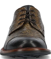 Taft Men's Rome Embossed Floral Leather Cap Toe Oxfords