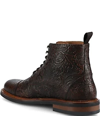 Taft Men's Rome Floral Embossed Genuine Leather Cap Toe Boots