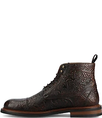 Taft Men's Rome Floral Embossed Genuine Leather Cap Toe Boots