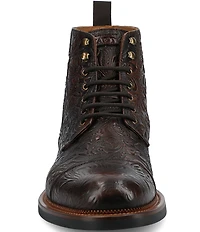 Taft Men's Rome Floral Embossed Genuine Leather Cap Toe Boots