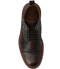 Taft Men's Rome Floral Embossed Genuine Leather Cap Toe Boots