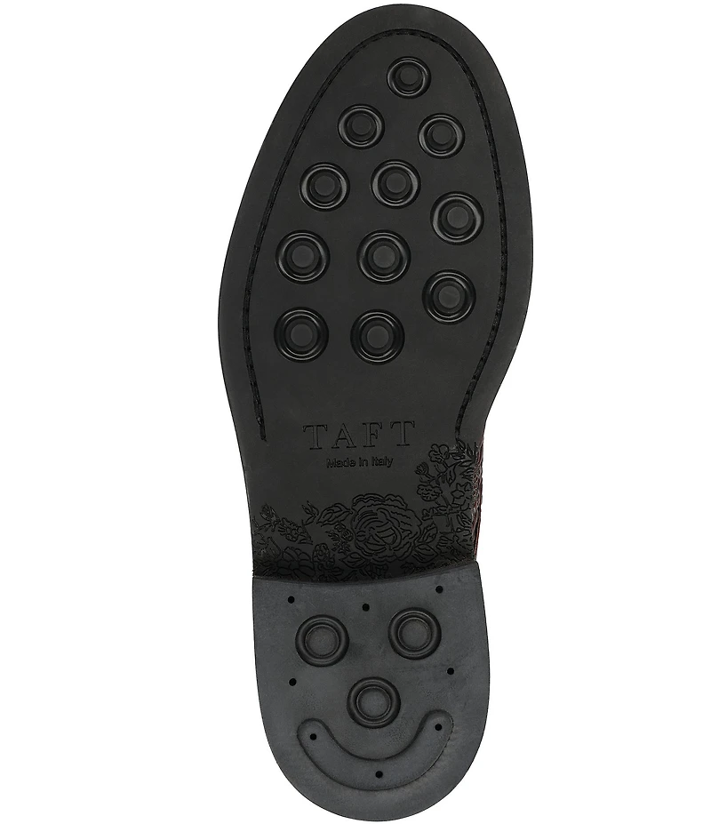 Taft Men's Rome Floral Embossed Genuine Leather Cap Toe Boots