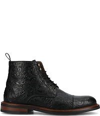 Taft Men's Rome Floral Embossed Genuine Leather Cap Toe Boots