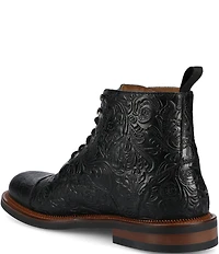 Taft Men's Rome Floral Embossed Genuine Leather Cap Toe Boots
