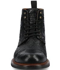 Taft Men's Rome Floral Embossed Genuine Leather Cap Toe Boots