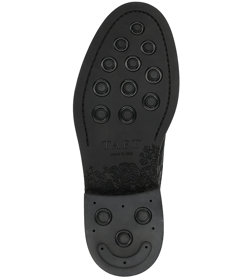 Taft Men's Rome Floral Embossed Genuine Leather Cap Toe Boots