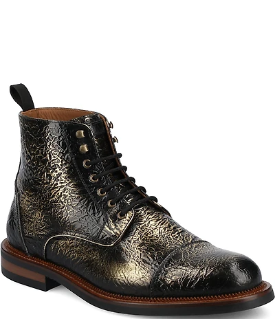 Taft Men's Rome Metallic Leather Cap Toe Boots