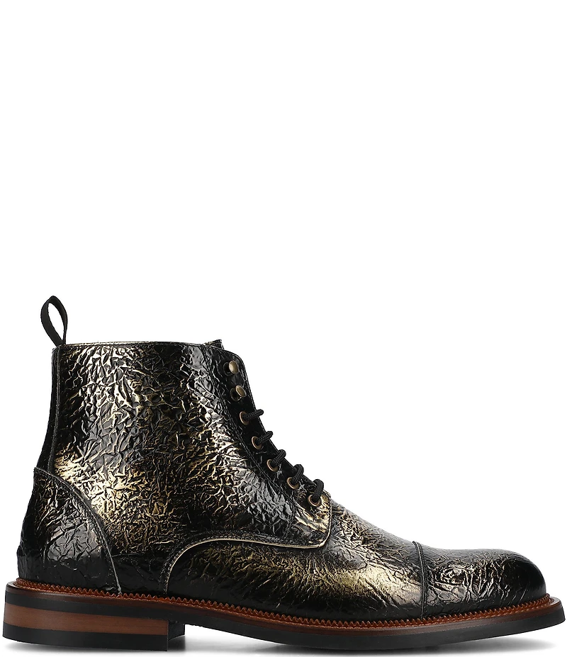 Taft Men's Rome Metallic Leather Cap Toe Boots