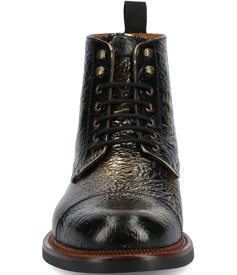 Taft Men's Rome Metallic Leather Cap Toe Boots