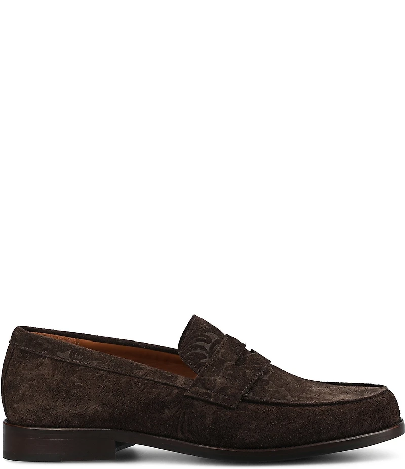 Taft Men's Sterling Floral Embossed Suede Penny Loafers