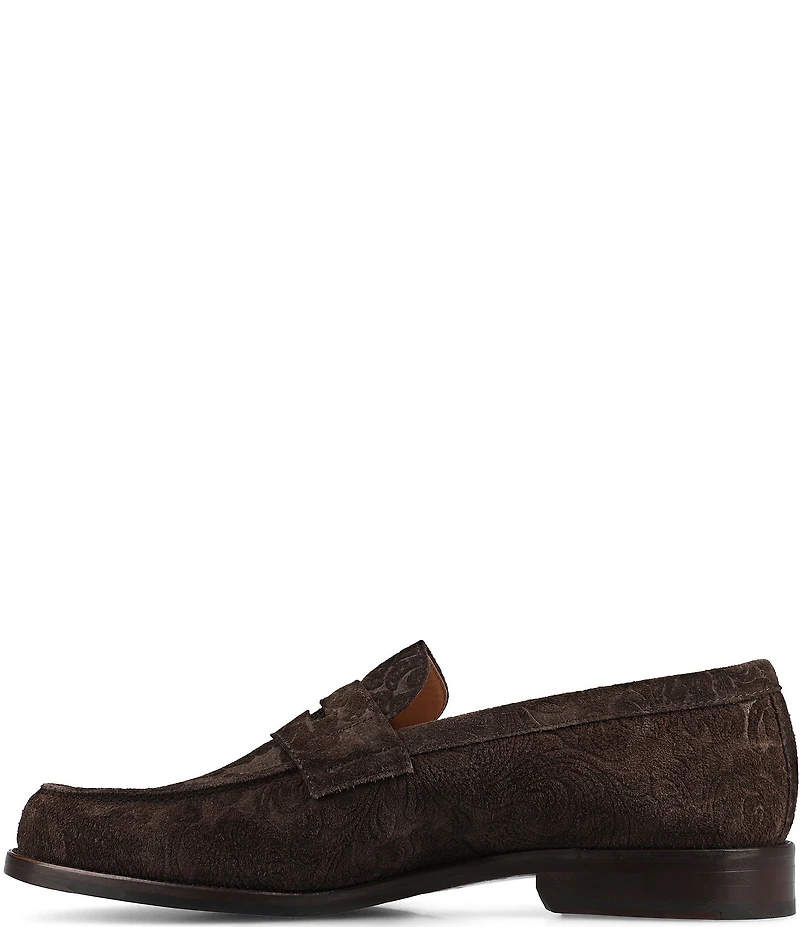Taft Men's Sterling Floral Embossed Suede Penny Loafers