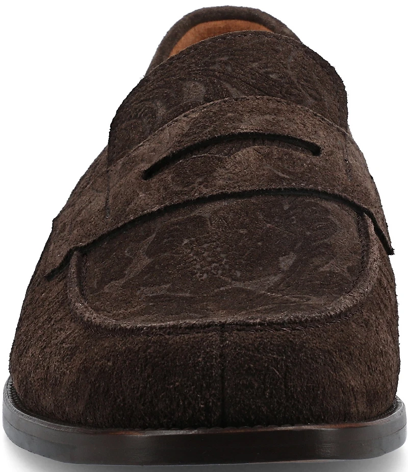 Taft Men's Sterling Floral Embossed Suede Penny Loafers