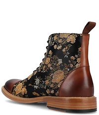 Taft Men's Jack Floral Print Cotton Jacquard Calfskin Cap Toe Dress Boots