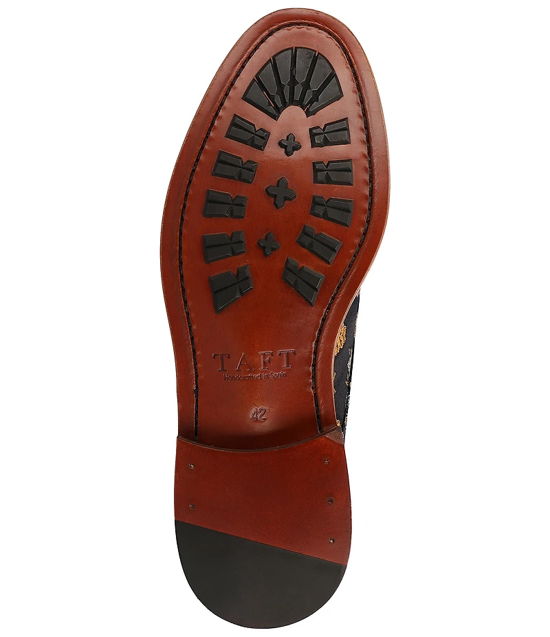 Taft Men's Jack Floral Print Cotton Jacquard Calfskin Cap Toe Dress Boots