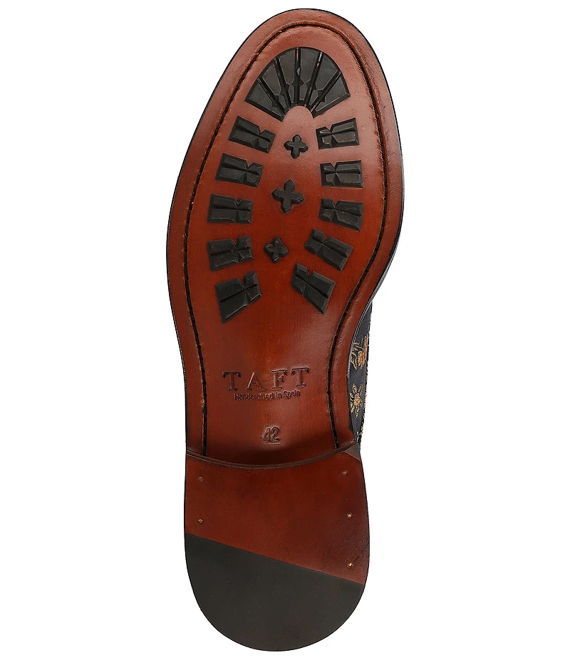 Taft Men's Jack Floral Print Cotton Jacquard Calfskin Cap Toe Dress Boots