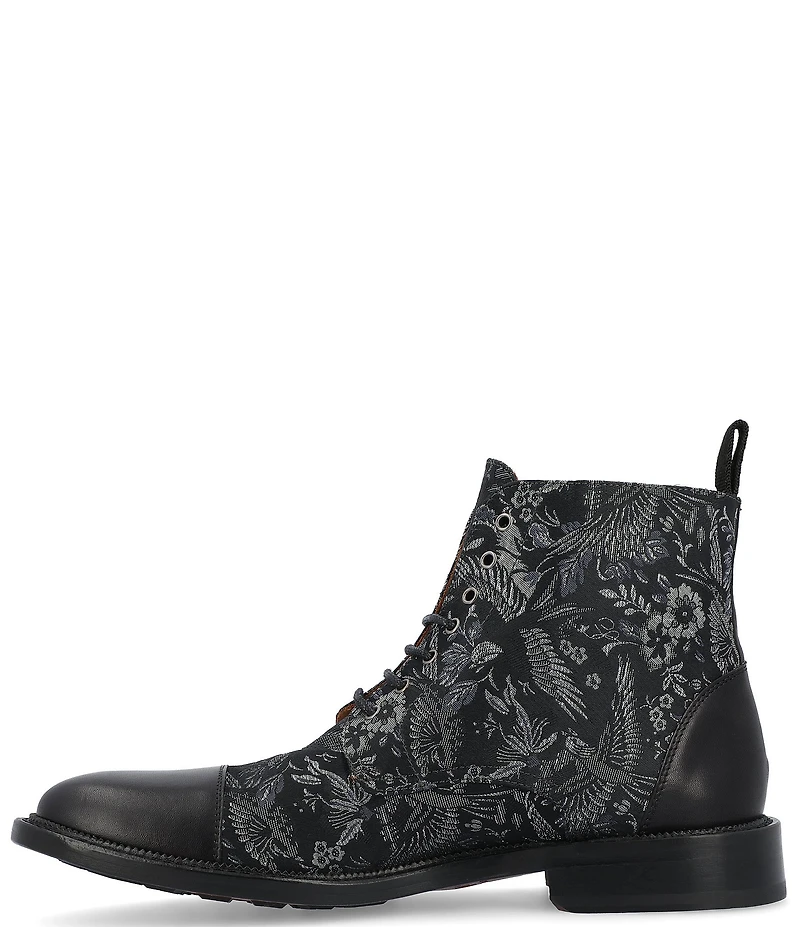 Taft Men's Jack Exotic Bird Jacquard Calfskin Dress Boots