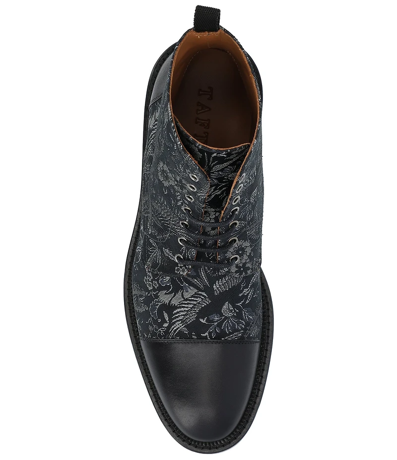 Taft Men's Jack Exotic Bird Jacquard Calfskin Dress Boots