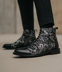 Taft Men's Jack Exotic Bird Jacquard Calfskin Dress Boots