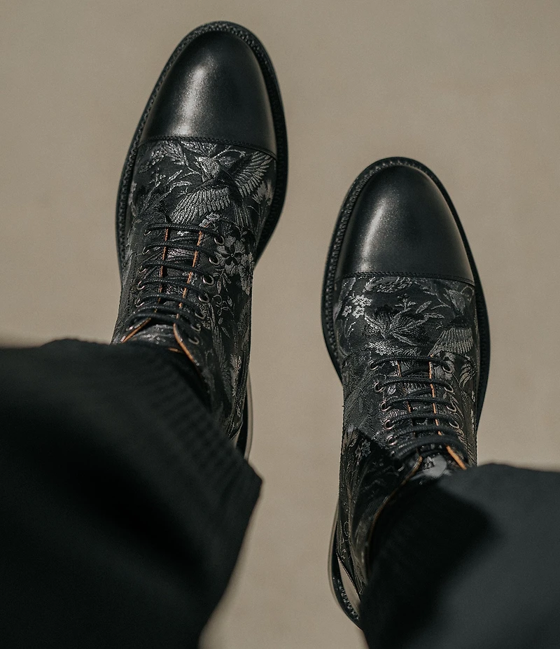 Taft Men's Jack Exotic Bird Jacquard Calfskin Dress Boots