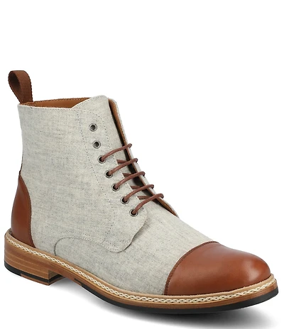 Taft Men's Jack Wool Calfskin Cap Toe Braided Welt Detail Boots
