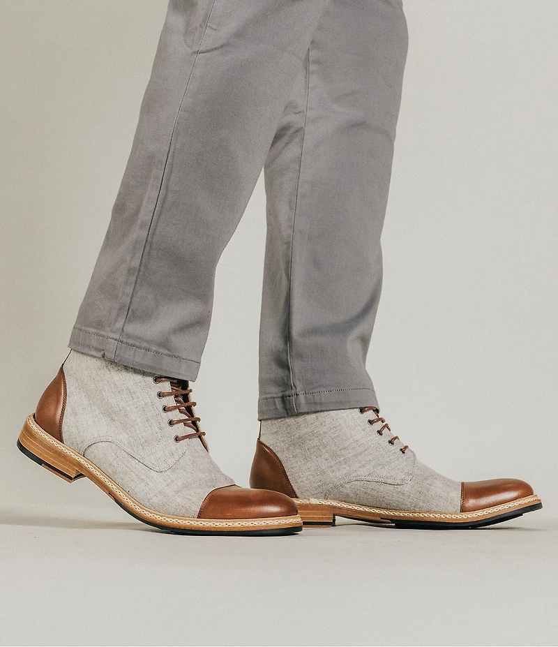 Taft Men's Jack Wool Calfskin Cap Toe Braided Welt Detail Boots