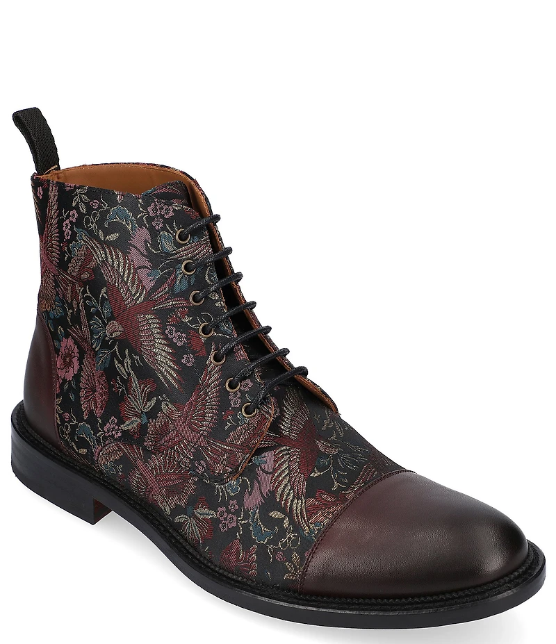 Taft Men's Jack Exotic Bird Jacquard Calfskin Dress Boots