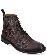 Taft Men's Jack Exotic Bird Jacquard Calfskin Dress Boots