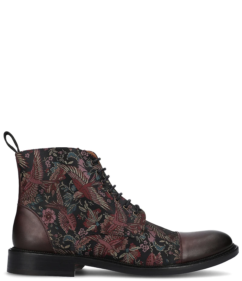 Taft Men's Jack Exotic Bird Jacquard Calfskin Dress Boots
