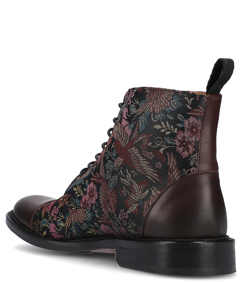 Taft Men's Jack Exotic Bird Jacquard Calfskin Dress Boots