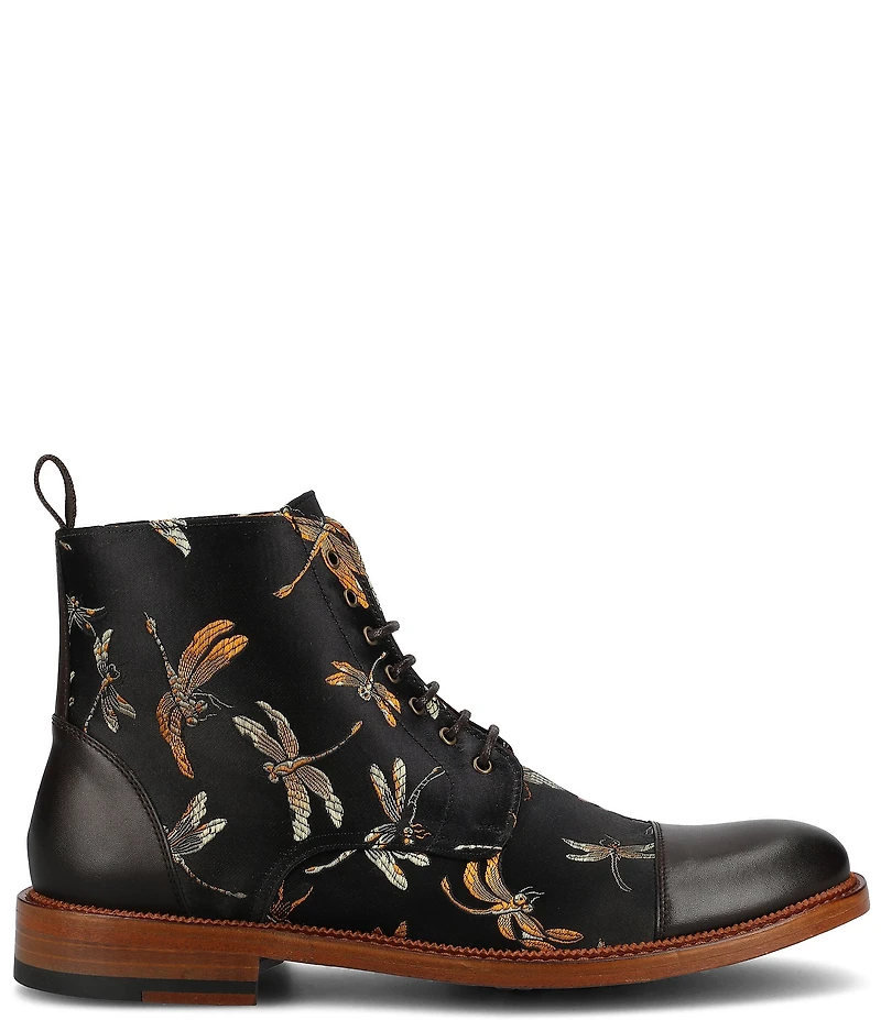 Taft Men's Jack Dragonfly Jacquard Calfskin Cap Toe Dress Boots