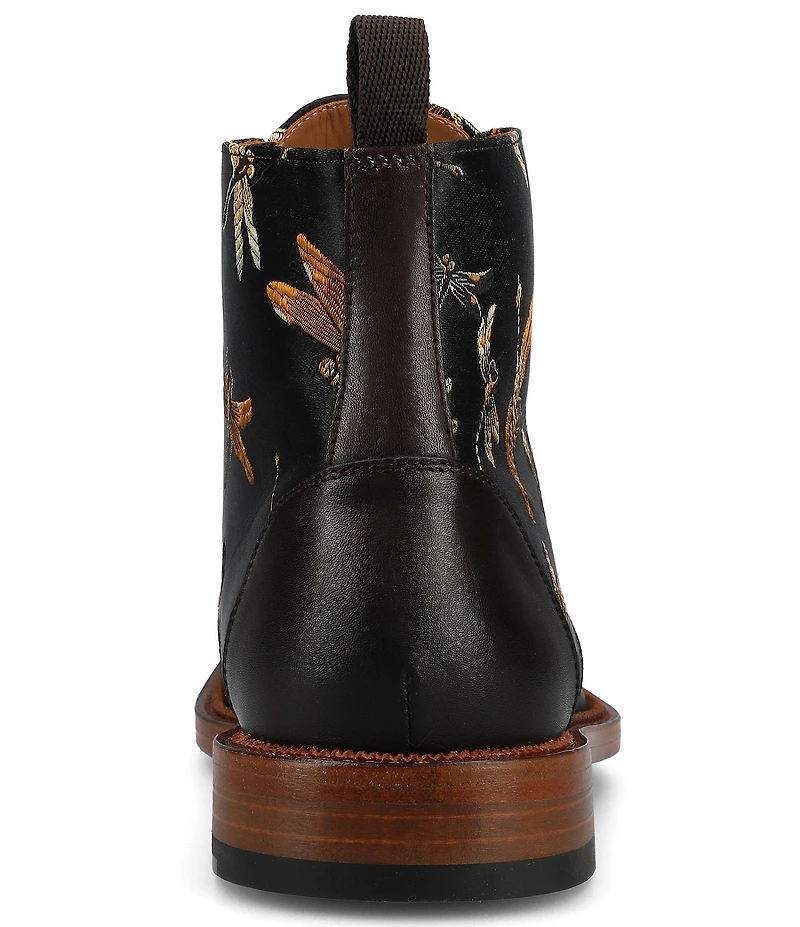 Taft Men's Jack Dragonfly Jacquard Calfskin Cap Toe Dress Boots