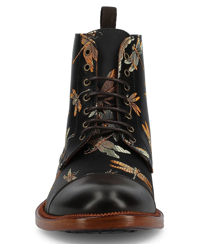 Taft Men's Jack Dragonfly Jacquard Calfskin Cap Toe Dress Boots