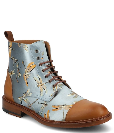Taft Men's Jack Dragonfly Jacquard Calfskin Cap Toe Dress Boots