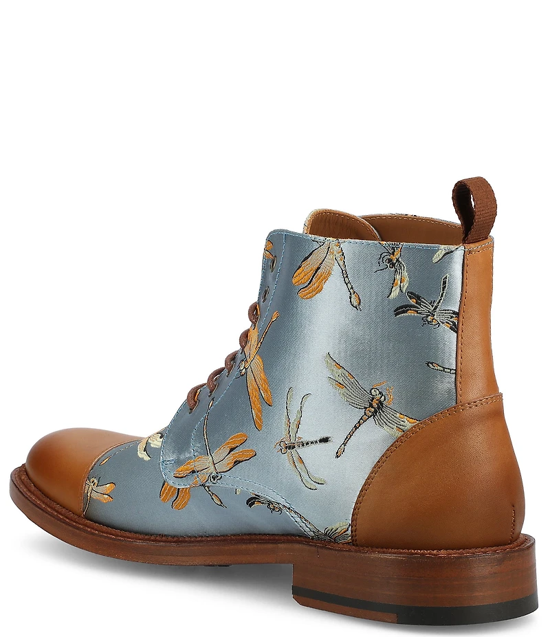 Taft Men's Jack Dragonfly Jacquard Calfskin Cap Toe Dress Boots