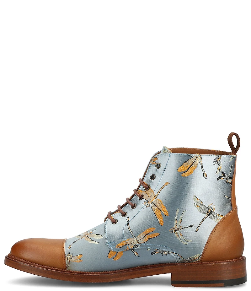 Taft Men's Jack Dragonfly Jacquard Calfskin Cap Toe Dress Boots