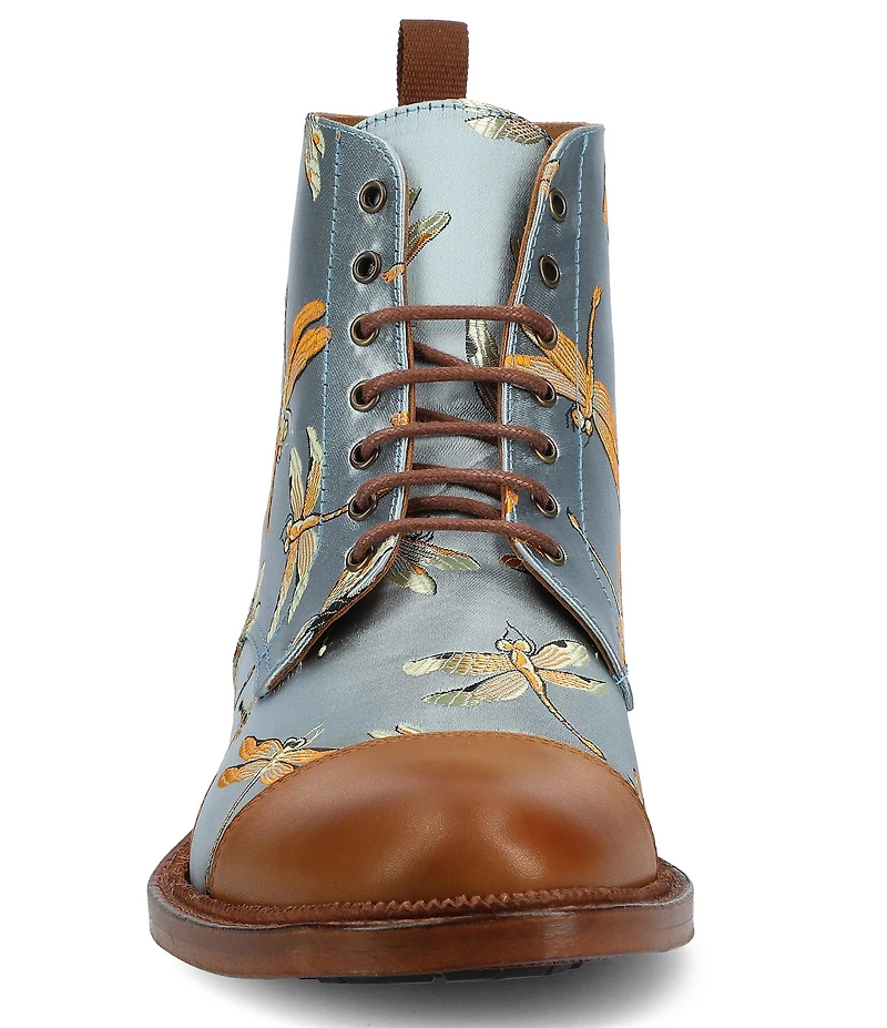 Taft Men's Jack Dragonfly Jacquard Calfskin Cap Toe Dress Boots