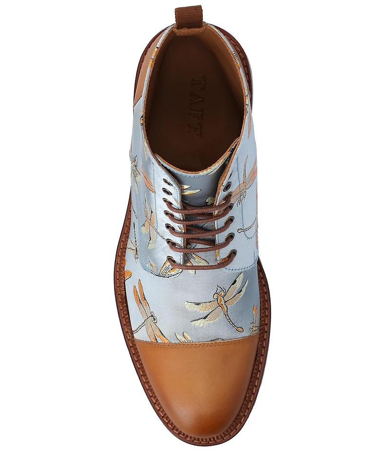 Taft Men's Jack Dragonfly Jacquard Calfskin Cap Toe Dress Boots