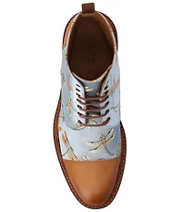 Taft Men's Jack Dragonfly Jacquard Calfskin Cap Toe Dress Boots