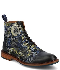 Taft Men's Jack Atlantis Floral Jacquard Calfskin Cap Toe Dress Boots