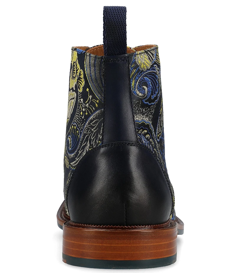 Taft Men's Jack Atlantis Floral Jacquard Calfskin Cap Toe Dress Boots