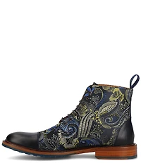 Taft Men's Jack Atlantis Floral Jacquard Calfskin Cap Toe Dress Boots