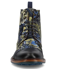 Taft Men's Jack Atlantis Floral Jacquard Calfskin Cap Toe Dress Boots