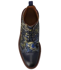 Taft Men's Jack Atlantis Floral Jacquard Calfskin Cap Toe Dress Boots