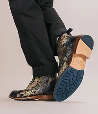 Taft Men's Jack Atlantis Floral Jacquard Calfskin Cap Toe Dress Boots