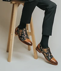 Taft Men's Jack Floral Printed Jacquard Calfskin Oxfords