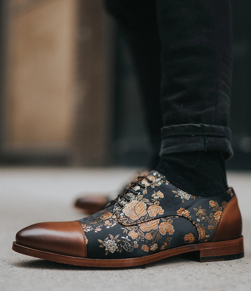 Taft Men's Jack Floral Printed Jacquard Calfskin Oxfords