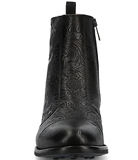 Taft Lewis Floral Embossed Leather Side Zipper Boots