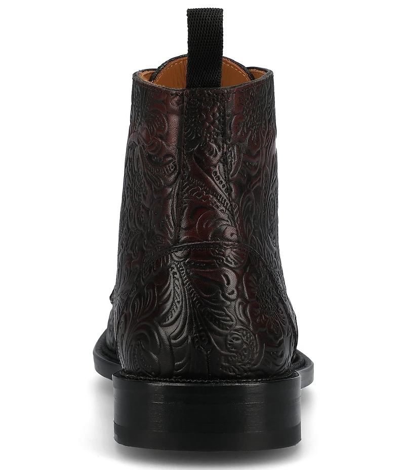 Taft Men's Rome Floral Embossed Leather Cap Toe Boots