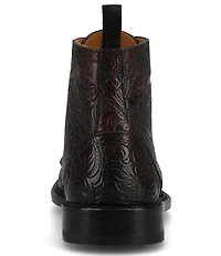 Taft Men's Rome Floral Embossed Leather Cap Toe Boots